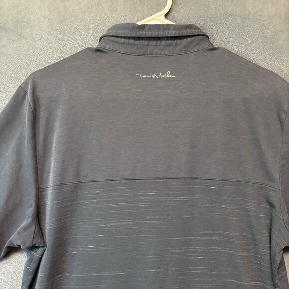 TravisMathew Polo Shirt LG Gray Textured Striped Pocket Golf Casual Performance - Picture 10 of 10